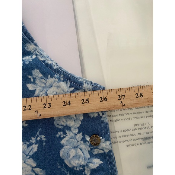 Blue Floral Cotton Denim Sleeveless Jumper Dress Plus Size 2X - Picture 8 of 8